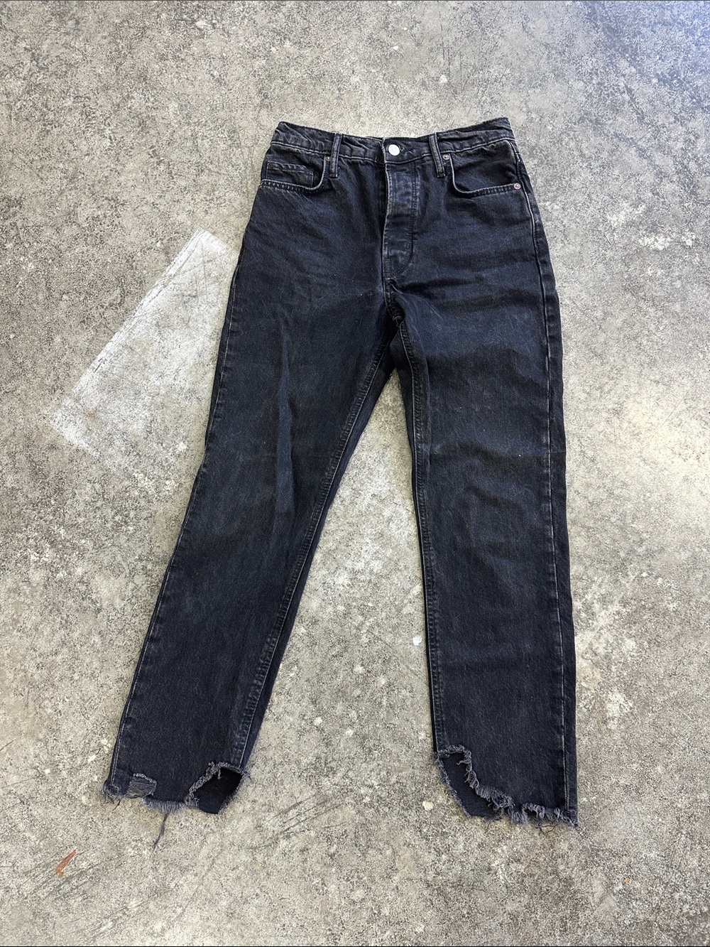 Free People High-Rise Jeans with Raw Waistband